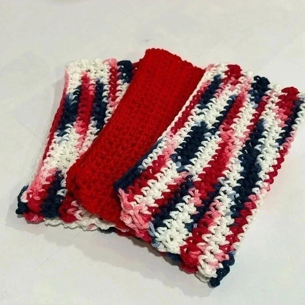 Hand Crocheted Washcloth/Dishcloth - Set of 3